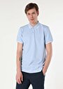 thumb-Regular Fit Polo Yaka Düz Erkek Mavi Pamuklu Cepsiz Kısa Kol Tişört