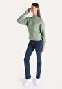thumb-Regular Fit Yarım Balıkçı Yaka Düz Kadın Yeşil Kazak
