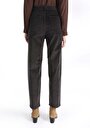 thumb-Regular Fit Yüksek Bel Geniş Paça Kadın Antrasit  Pantolon