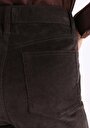 thumb-Regular Fit Yüksek Bel Geniş Paça Kadın Antrasit  Pantolon