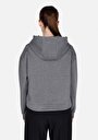 thumb-Regular Fit Kapüşonlu Baskılı Kadın Gri Sweatshirt