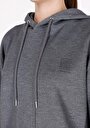 thumb-Regular Fit Kapüşonlu Baskılı Kadın Gri Sweatshirt