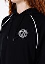 thumb-Regular Fit Kapüşonlu Nakışlı Kadın Siyah Sweatshirt