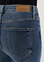 thumb-Slim Fit Orta Bel Düz Paça Kadın İndigo Jean Pantolon