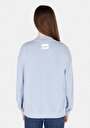 thumb-Regular Fit Yuvarlak Yaka Baskılı Kadın Mavi Sweatshirt