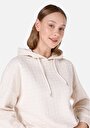 thumb-Regular Fit Kapüşonlu Baskılı Kadın Bej Sweatshirt