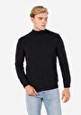 thumb-Pamuklu Slim Fit Turtle Neck Jakarlı Erkek Antrasit Kazak