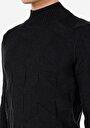 thumb-Pamuklu Slim Fit Turtle Neck Jakarlı Erkek Antrasit Kazak
