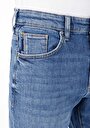 thumb-Slim Fit Düşük Bel Dar Paça Fermuarlı Erkek Mid İndigo Denim Jean Pantolon