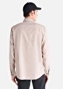 thumb-Regular Fit Shirt Neck Düz Erkek Bej Uzun Kol Gömlek