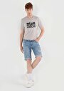 thumb-Regular Fit Orta Bel Düz Erkek İndigo Jean Şort