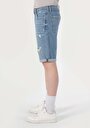 thumb-Regular Fit Orta Bel Düz Erkek İndigo Jean Şort