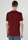 thumb-Regular Fit Yuvarlak Yaka Çizgili Erkek Kirmizi Kısa Kol Tişört