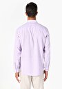 thumb-Comfort Fit Shirt Neck Düz Erkek Mor Uzun Kol Gömlek