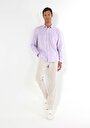 thumb-Comfort Fit Shirt Neck Düz Erkek Mor Uzun Kol Gömlek