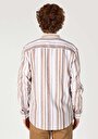 thumb-Regular Fit Hakim Yaka Çizgili Erkek Bej Uzun Kol Gömlek