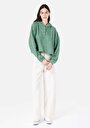thumb-Comfort Fit Kapüşonlu  Kadın Yeşil Uzun Kol Tişört