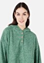 thumb-Comfort Fit Kapüşonlu  Kadın Yeşil Uzun Kol Tişört