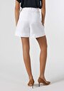 thumb-Regular Fit Yüksel Bel  Kadın Beyaz Şort