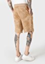 thumb-Regular Fit Orta Bel Baskılı Erkek Kahverengi Şort