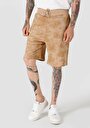 thumb-Regular Fit Orta Bel Baskılı Erkek Kahverengi Şort