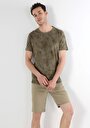 thumb-Regular Fit Yuvarlak Yaka Baskılı Erkek Yeşil Kısa Kol Tişört
