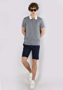 thumb-Regular Fit Polo Yaka Jakarlı Erkek Mavi Kısa Kol Tişört