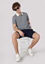 thumb-Regular Fit Polo Yaka Jakarlı Erkek Mavi Kısa Kol Tişört