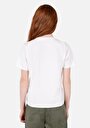 thumb-Regular Fit Yuvarlak Yaka Baskılı Kadın Beyaz Kısa Kol Tişört