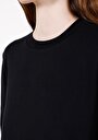 thumb-Regular Fit Yuvarlak Yaka Düz Kadın Siyah Uzun Kol Pamuklu Tişört