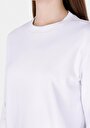 thumb-Regular Fit Yuvarlak Yaka Düz Kadın Beyaz Uzun Kol Tişört