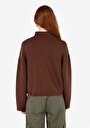 thumb-Regular Fit Dik Yaka Düz Kadın Kahverengi Sweatshirt