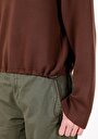 thumb-Regular Fit Dik Yaka Düz Kadın Kahverengi Sweatshirt
