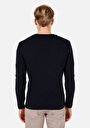 thumb-Regular Fit Yuvarlak Yaka Jakarlı Erkek Lacivert Triko Kazak