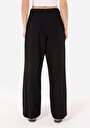 thumb-Regular Fit Yüksek Bel Geniş Paça Kadın Siyah  Pantolon