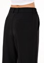 thumb-Regular Fit Yüksek Bel Geniş Paça Kadın Siyah  Pantolon