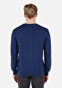 thumb-Regular Fit Yuvarlak Yaka Jakarlı Erkek Lacivert Kazak