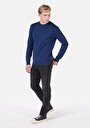 thumb-Regular Fit Yuvarlak Yaka Jakarlı Erkek Lacivert Kazak