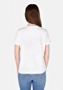 thumb-Regular Fit Yuvarlak Yaka Nakışlı Kadın Beyaz Kısa Kol Tişört