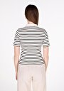 thumb-Slim Fit Polo Yaka Çizgili Kadın Siyah Kısa Kol Tişört