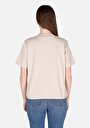 thumb-Regular Fit Yuvarlak Yaka Düz Kadın Bej Kısa Kol Tişört