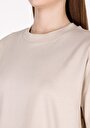 thumb-Regular Fit Yuvarlak Yaka Düz Kadın Bej Kısa Kol Tişört
