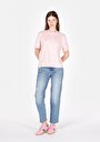 thumb-Regular Fit Yuvarlak Yaka Düz Kadın Pembe Kısa Kol Tişört