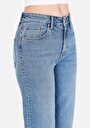 thumb-Straight Fit Kadın Light İndigo Denim Jean Fermuarlı Pantolon
