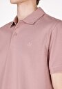 thumb-Regular Fit Polo Yaka Düz Erkek Pembe Örme Kısa Kol Tişört
