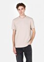 thumb-Regular Fit Yuvarlak Yaka Düz Erkek Bej Kısa Kol Tişört