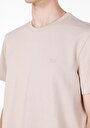 thumb-Regular Fit Yuvarlak Yaka Düz Erkek Bej Kısa Kol Tişört