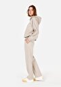 thumb-Regular Fit Orta Bel  Kadın Bej Eşofman Altı