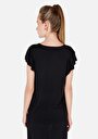 thumb-Regular Fit Yuvarlak Yaka Düz Kadın Siyah Kısa Kol Örme Tişört