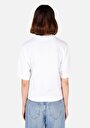 thumb-Regular Fit Yuvarlak Yaka Baskılı Kadın Beyaz Kısa Kol Tişört